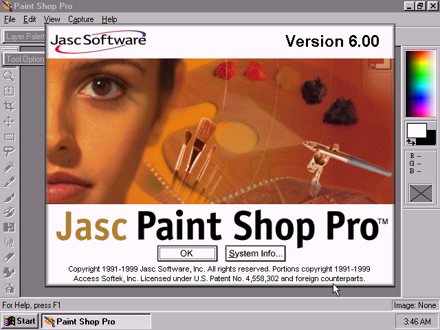 Paint Shop Pro 6.00 - About